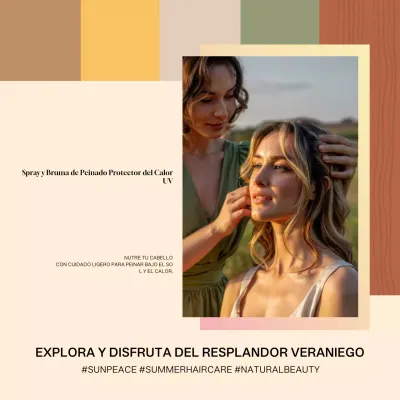 Promoción de cuidado capilar moderno beige en redes sociales