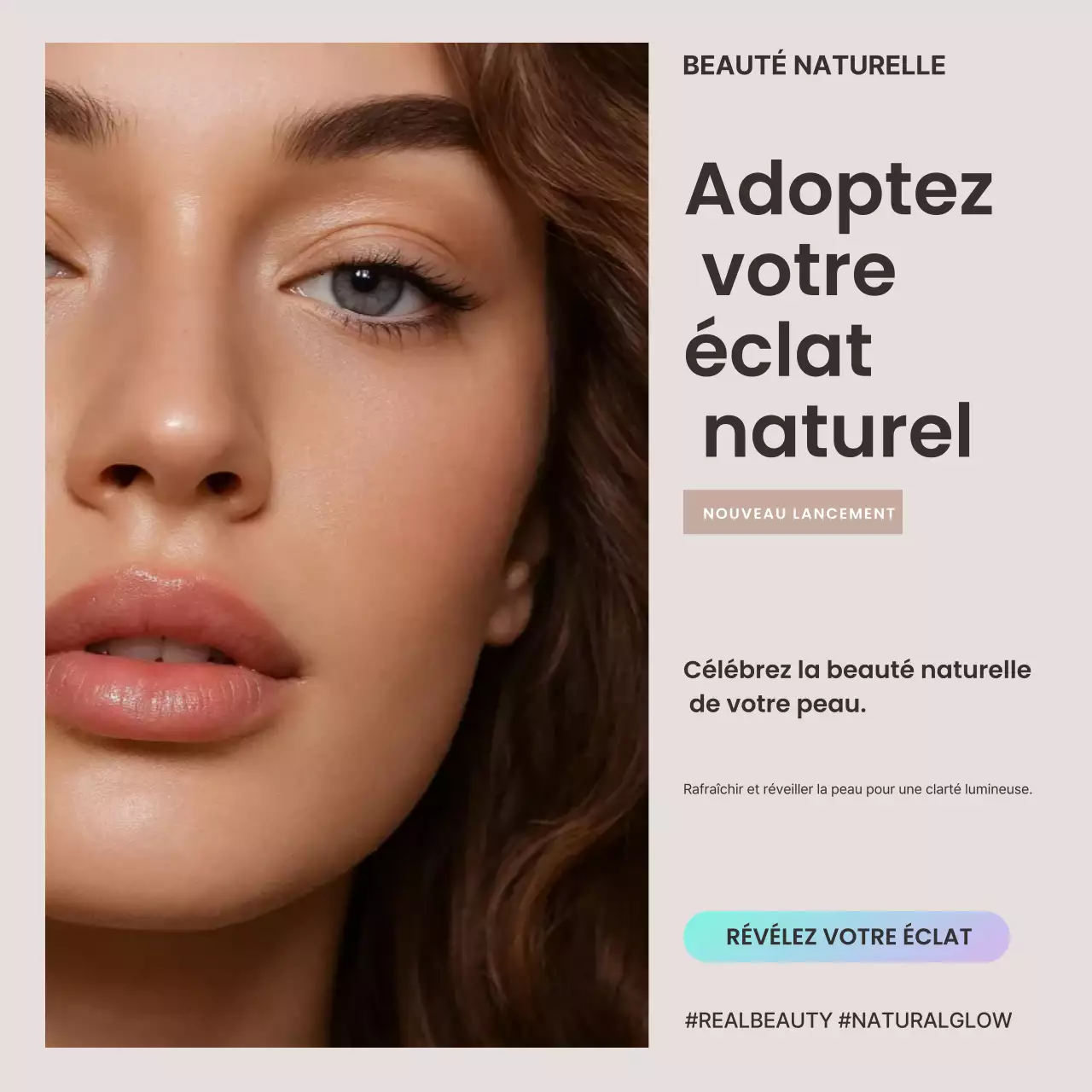 Carrés de promotion des soins de la peau beiges et modernes sur les réseaux sociaux