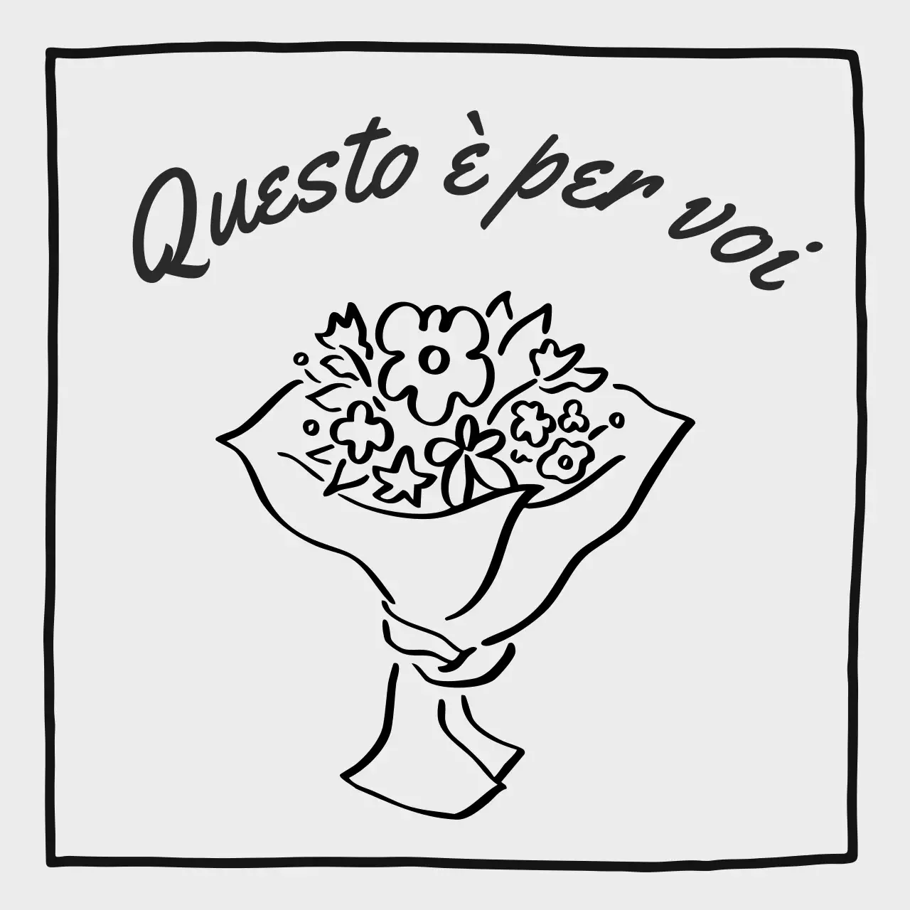 Adesivo di ringraziamento con bouquet regalo semplice grigio