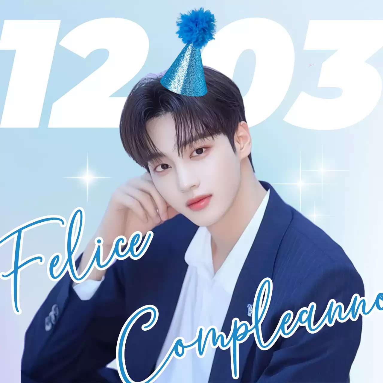 Adesivo di congratulazioni per la festa di compleanno del ragazzo idolo azzurro cielo