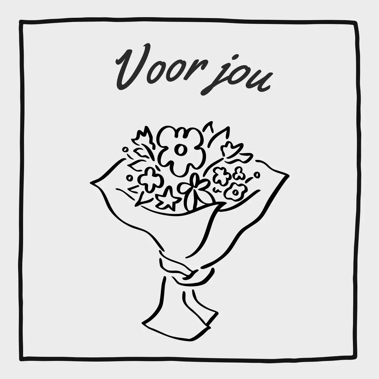 Grijze eenvoudige cadeauboeket bedanksticker