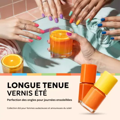Publicité pour ongles colorés et tendance sur les réseaux sociaux