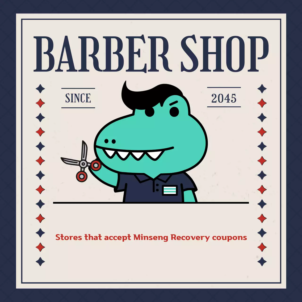 Retro barbershop in blue, Minseonghoebok consumer coupon advertisement