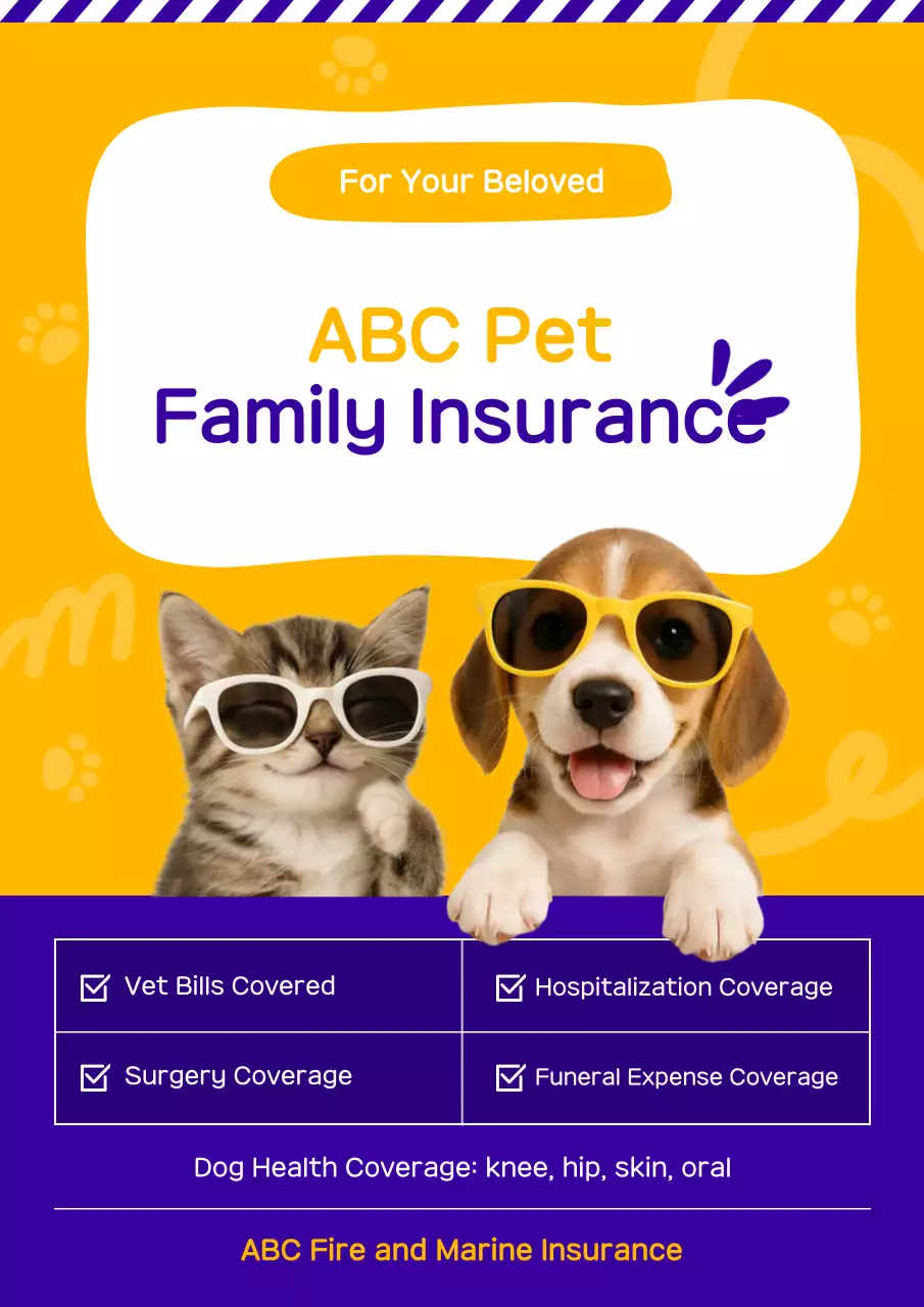 Promoção de Seguro para Animais de Estimação Yellow Clean