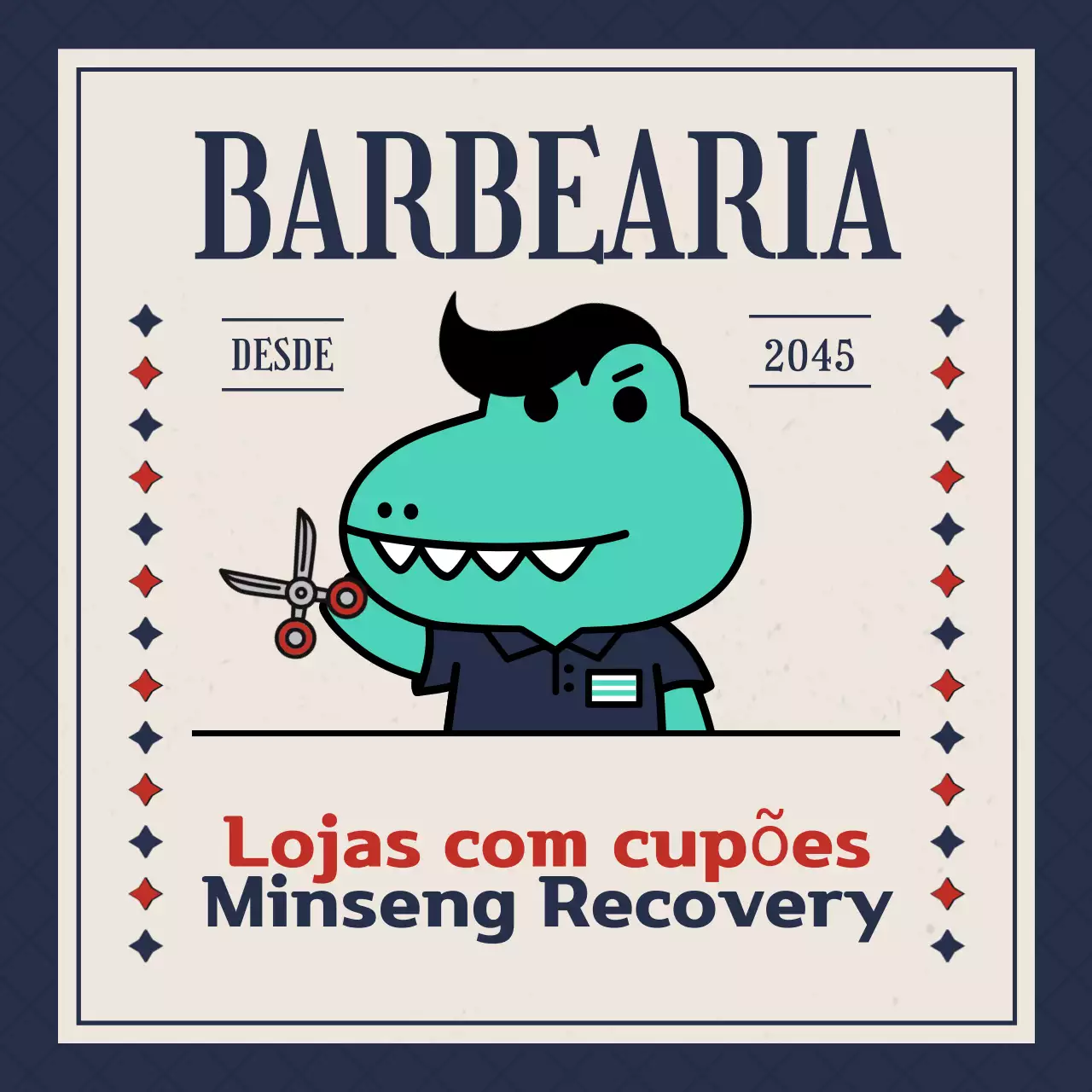 Barbearia retrô em azul, anúncio de cupom de consumidor em Minseonghoebok