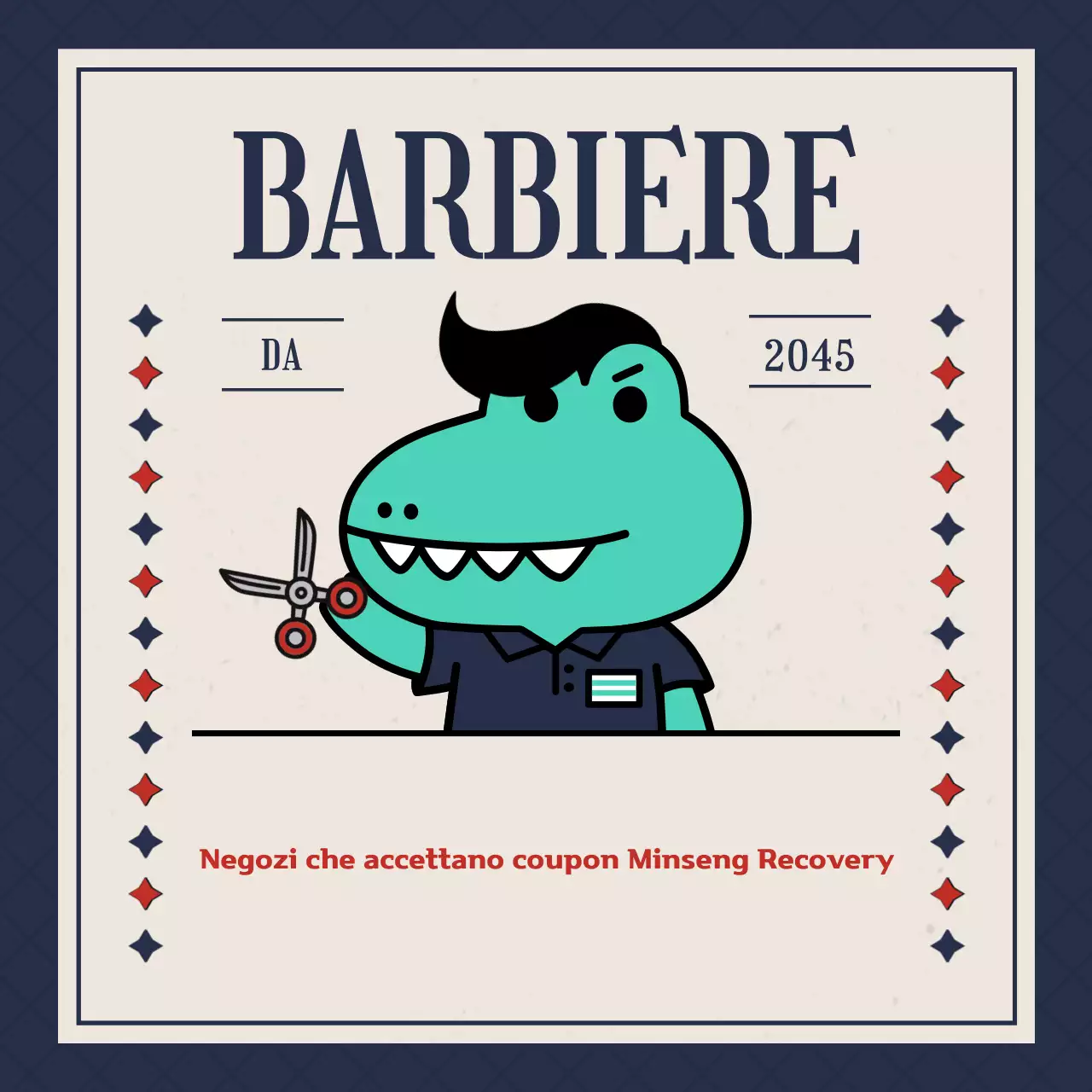 Barbiere retrò in blu, pubblicità di coupon per i consumatori di Minseonghoebok