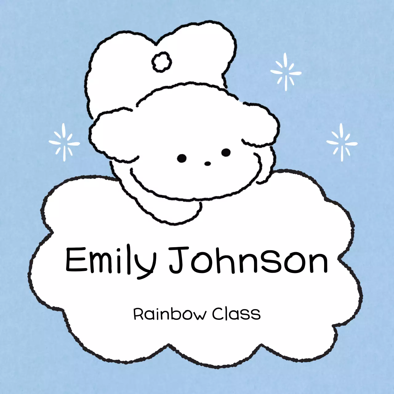 Hình dán nhân vật dễ thương màu xanh da trời