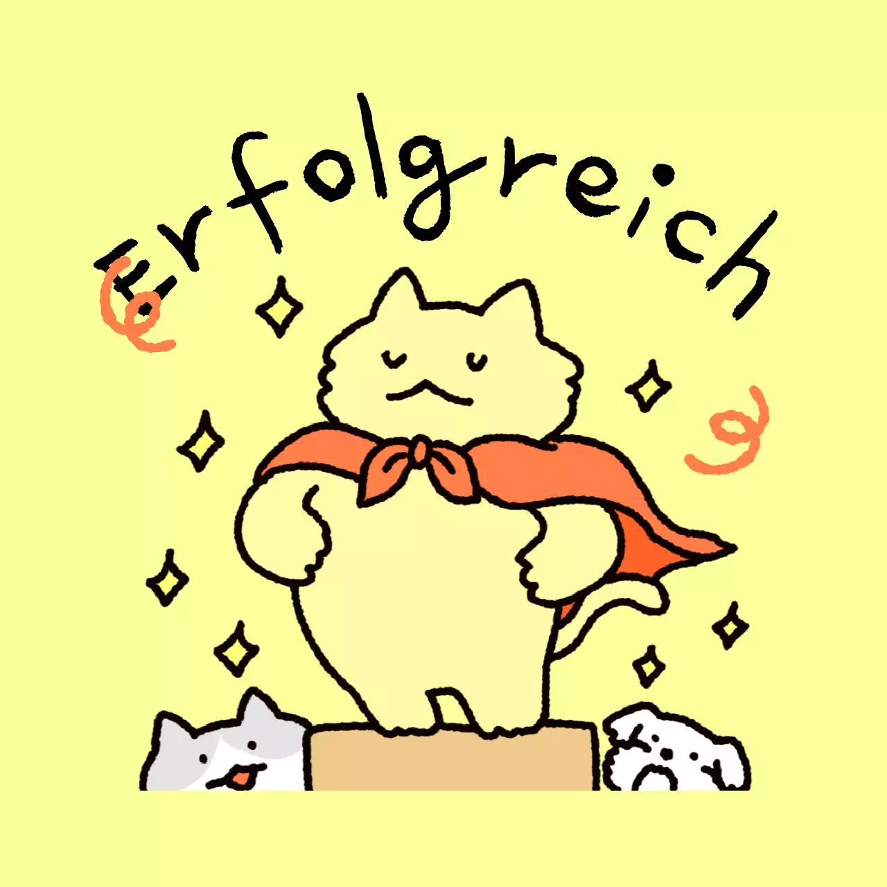 Gelbes Baby, süß, jubelnd für das Bestehen