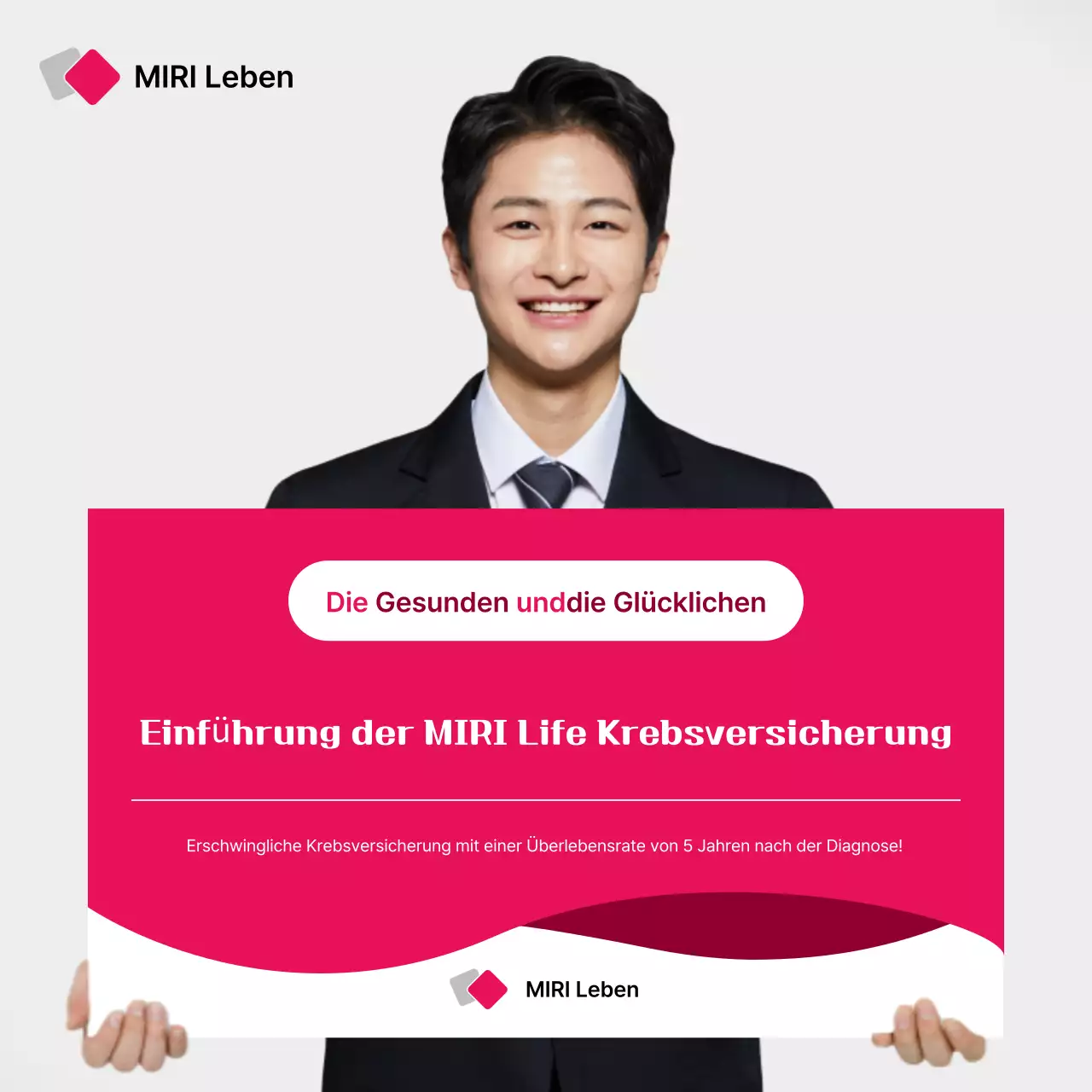 Moderne Versicherungsanzeige in Pink