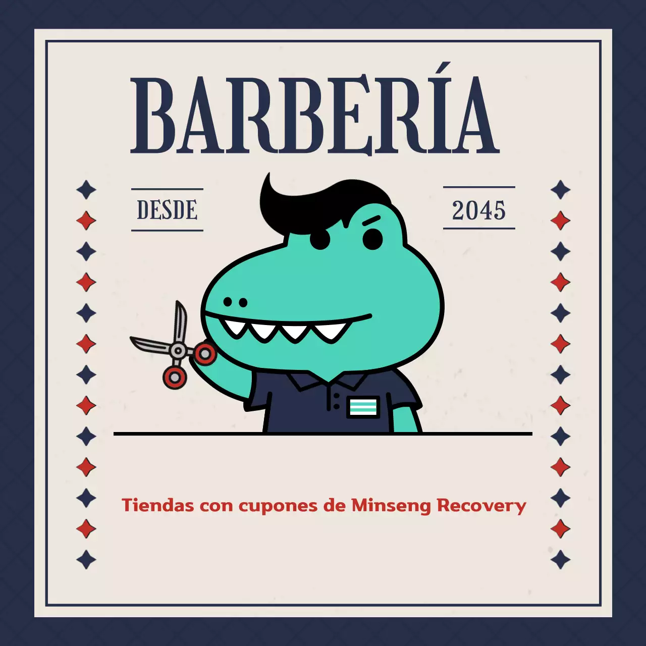 Barbería retro en azul, anuncio de cupones de consumo de Minseonghoebok