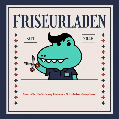 Retro-Friseursalon in Blau, Minseonghoebok Verbrauchercoupon-Werbung