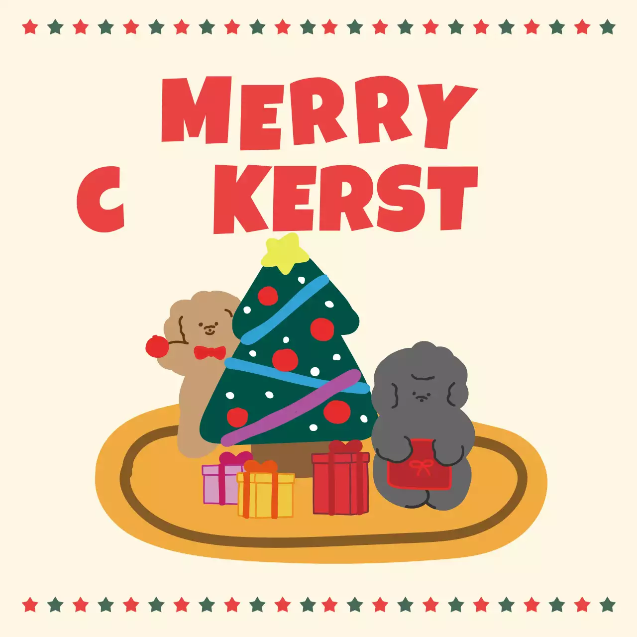 Beige baby kerstkaart