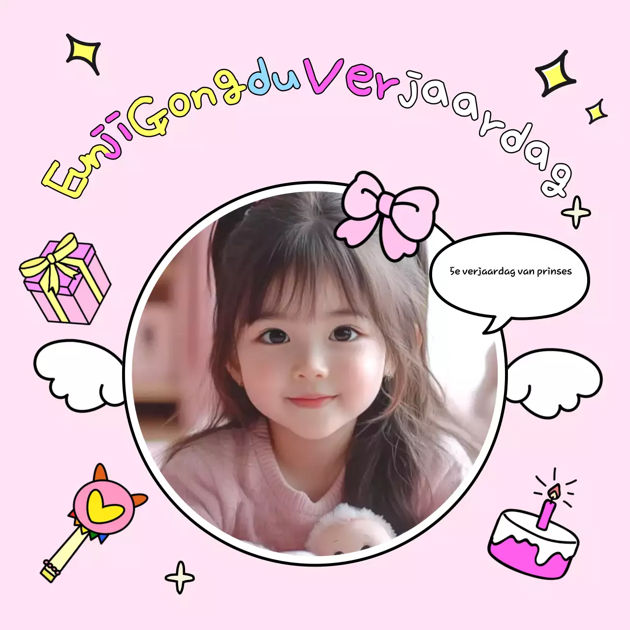 Verjaardagsviering van roze baby