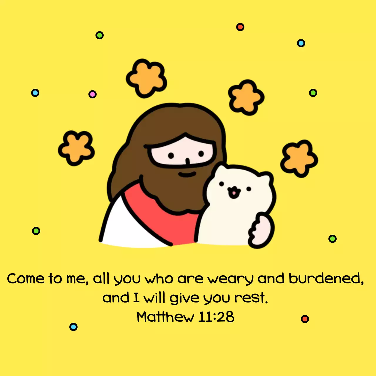 Bưu thiếp câu Kinh Thánh cho em bé màu vàng