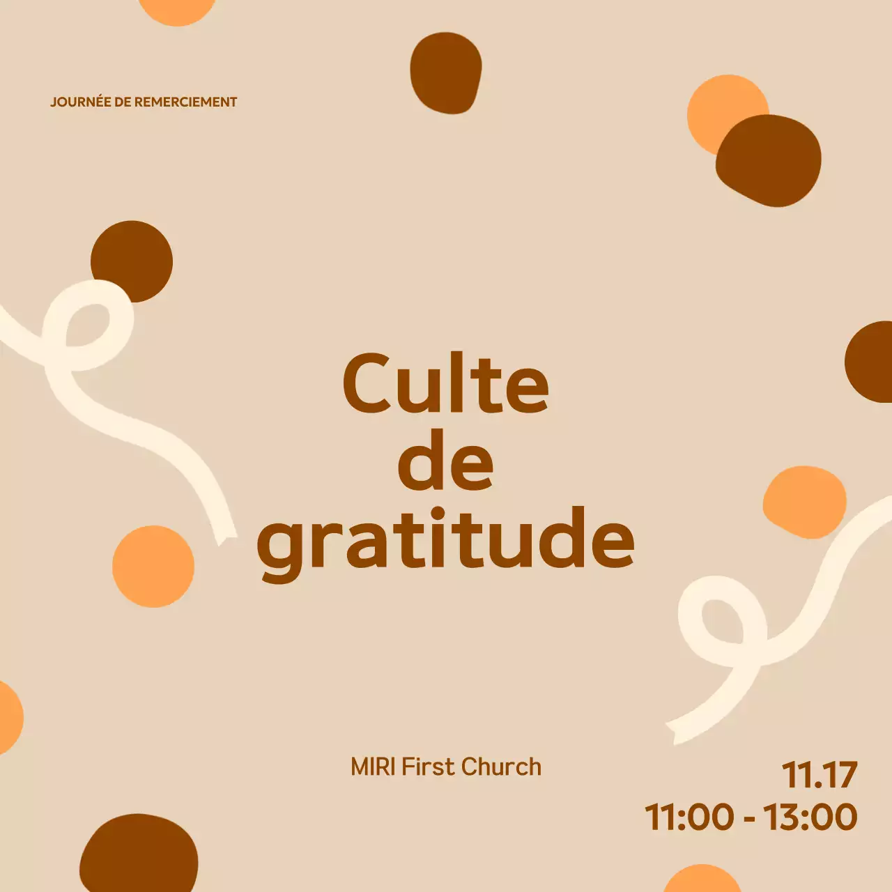 Guide de culte beige simple et reconnaissant