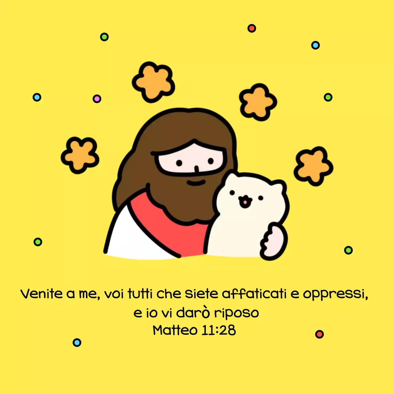 Cartolina con versetto biblico per bambini gialli