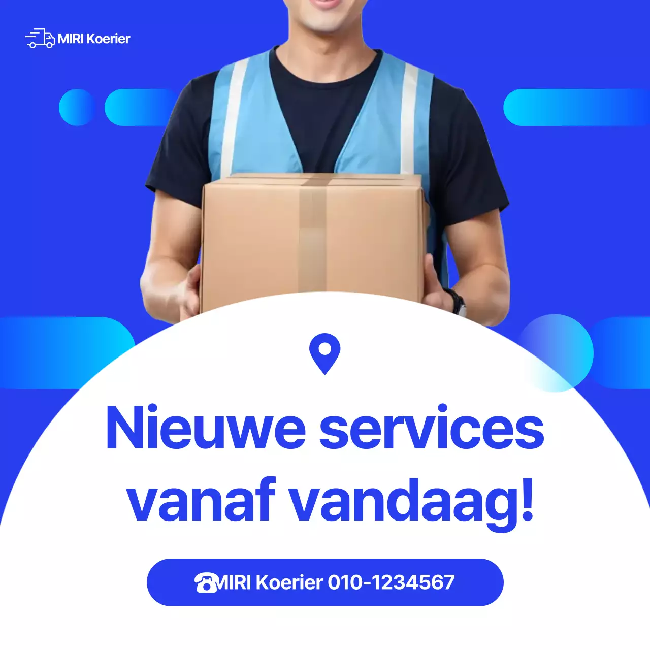 Blauwe moderne koeriersdienst promotie