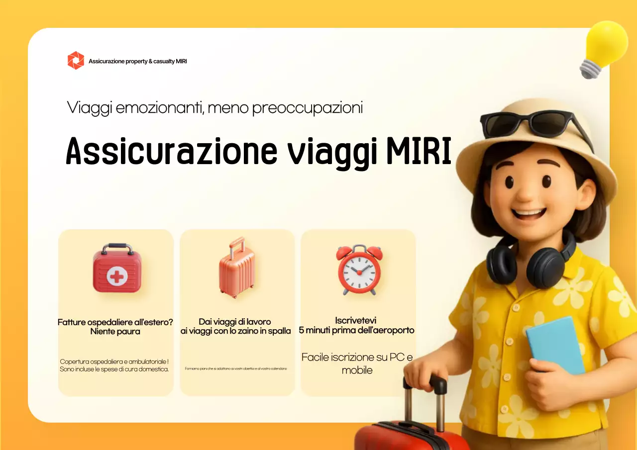 Promozione assicurazione di viaggio moderna gialla