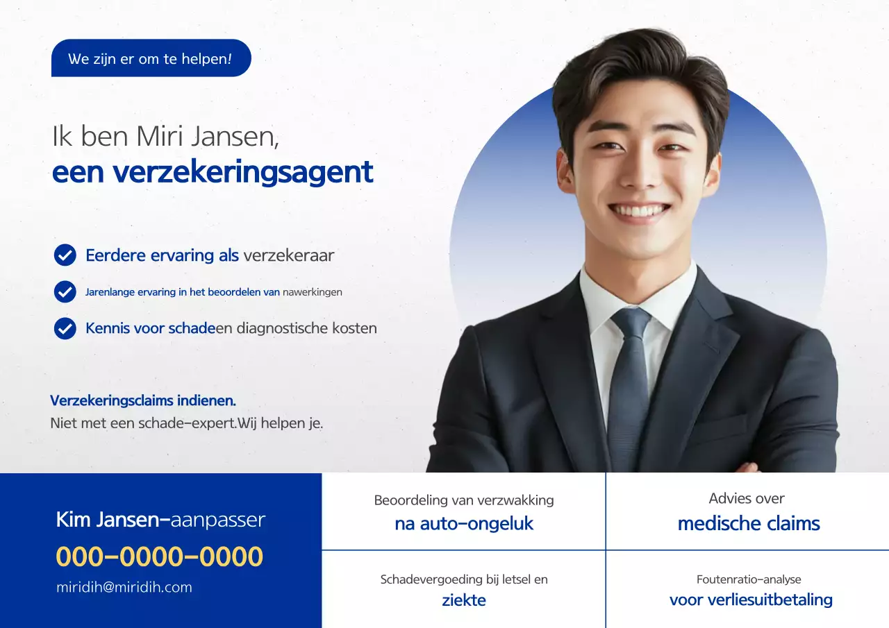 Blauwe moderne schade-expertadvertentie