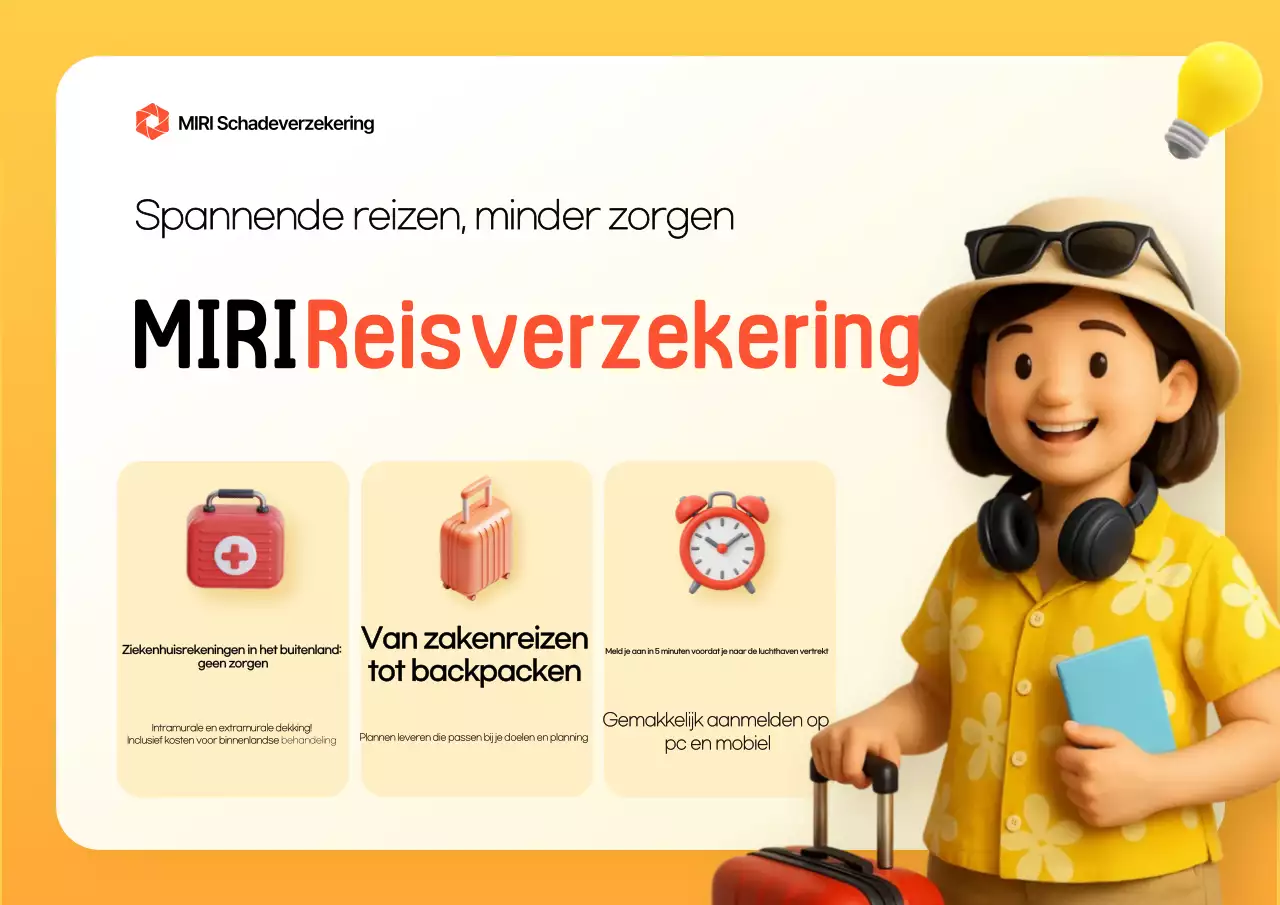 Gele moderne reisverzekering promotie