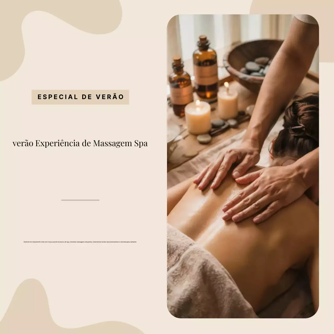 Promoção de massagem elegante bege em quadrados de mídia social