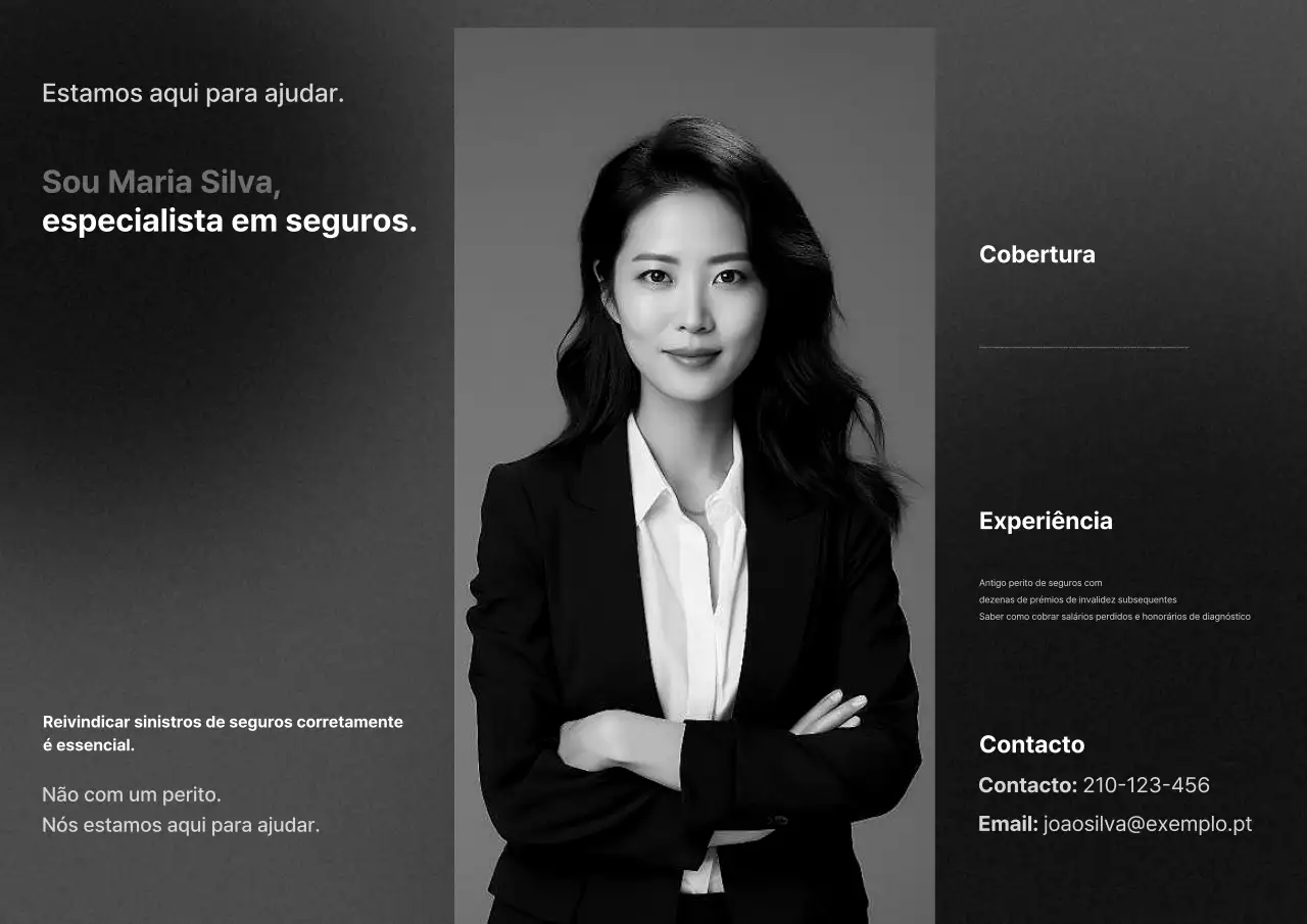 Anúncio de seguro simples em preto e branco