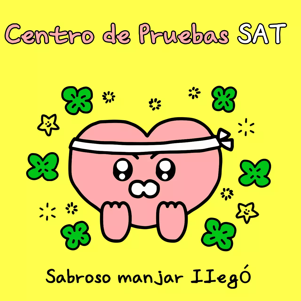 Bebé amarillo animando para el examen de ingreso a la universidad