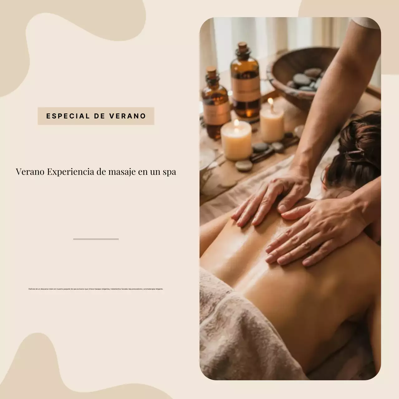 Promoción de masajes elegantes en beige para redes sociales