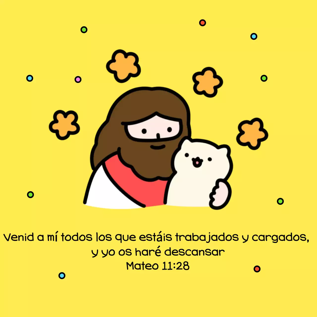 Postal con versículo bíblico para bebé amarillo