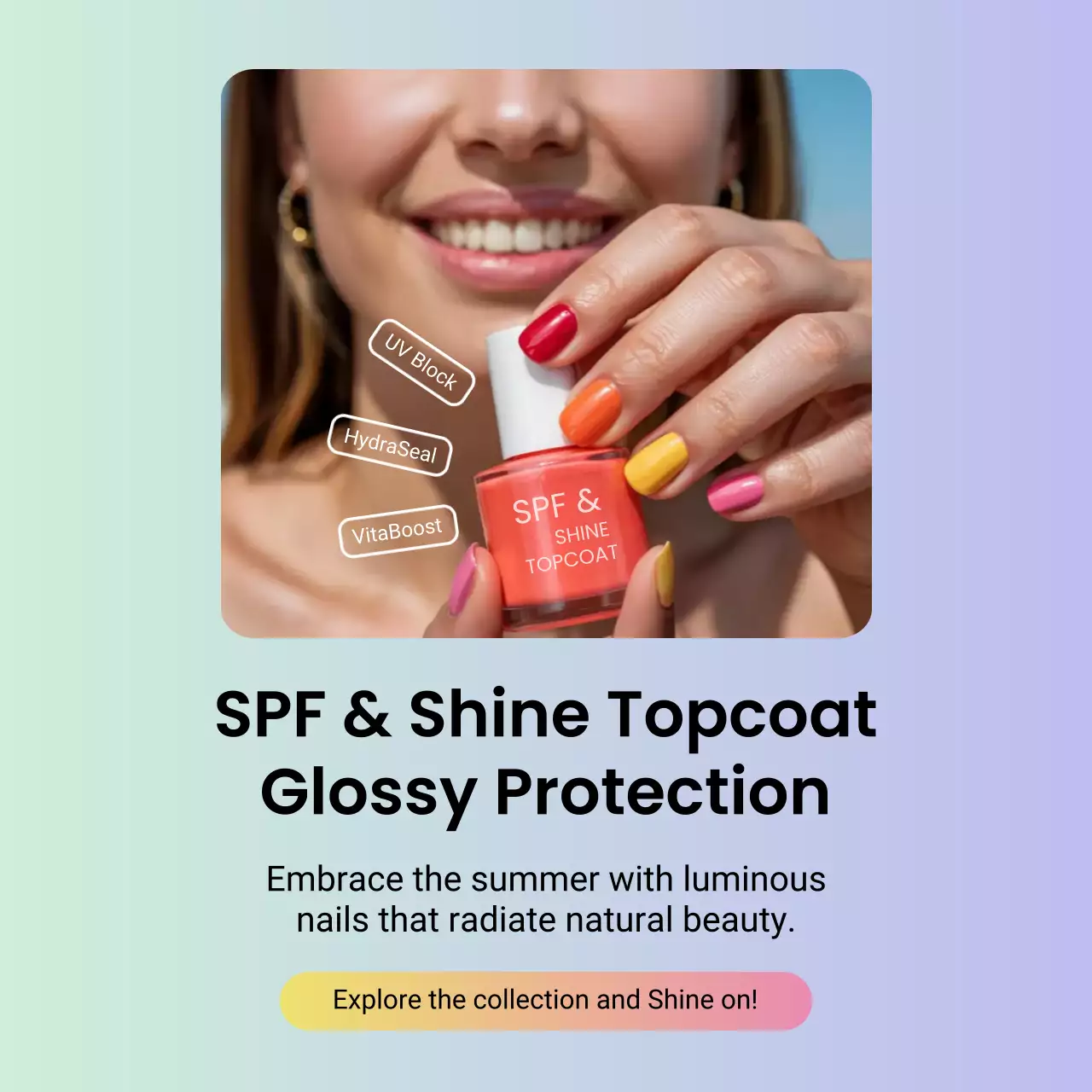 Coral Modern Nail Polish Promotion Instagram Post