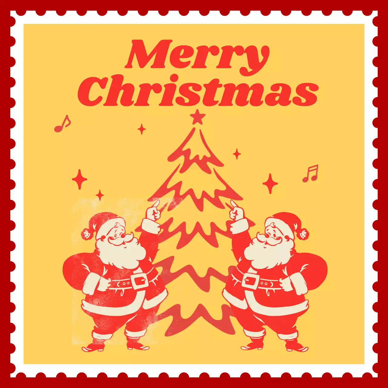 빨강 레트로 크리스마스 엽서