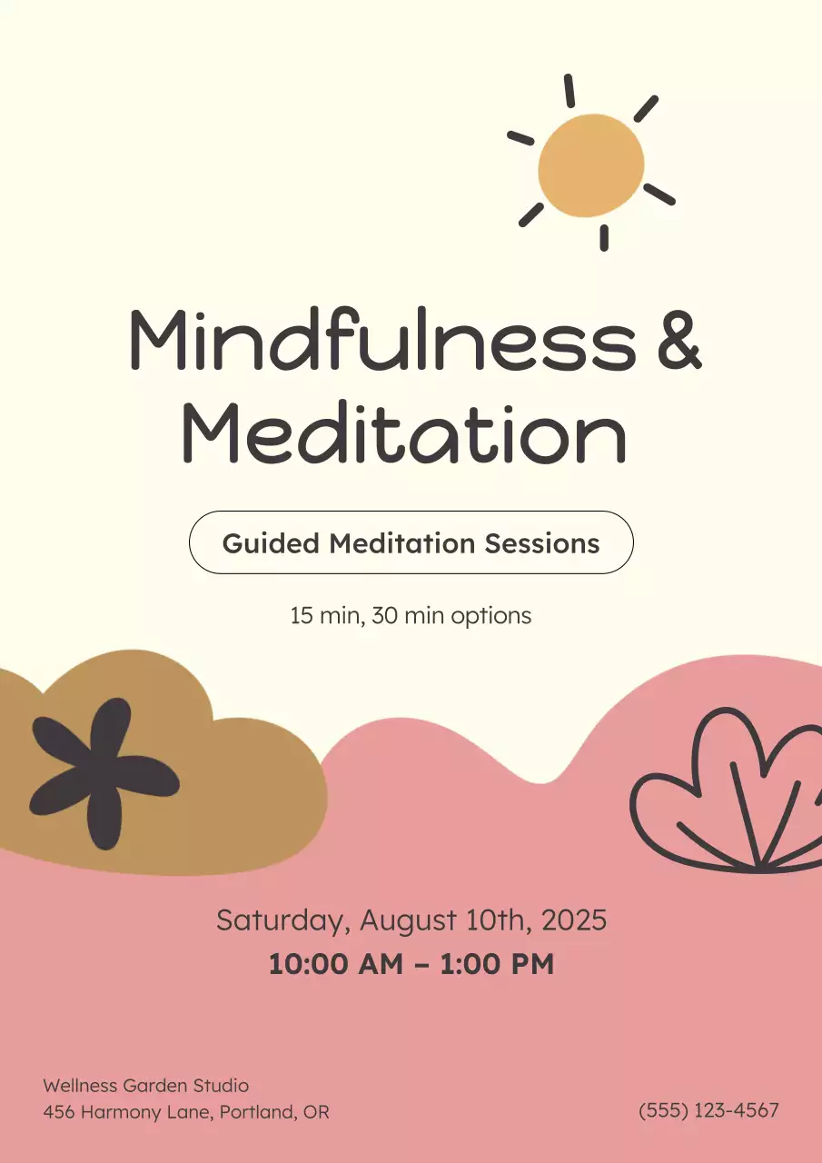 Beige Abstract Meditation Announcement Poster