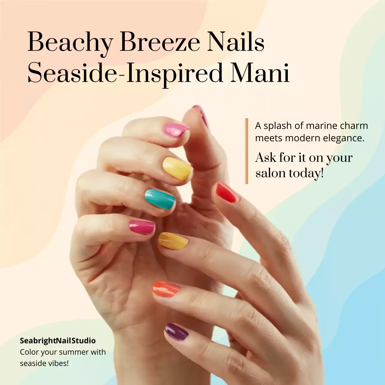 Colorful Modern Manicure Service Advertisement Instagram Post
