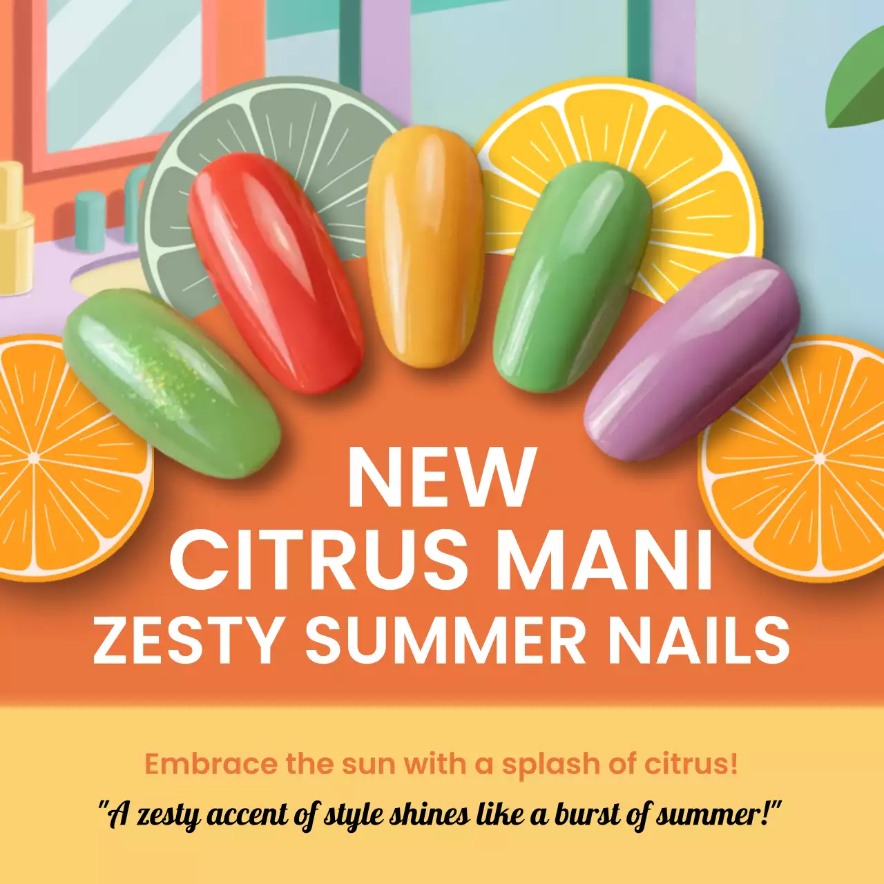 Orange Trendy Nail Product Promotion Instagram Post