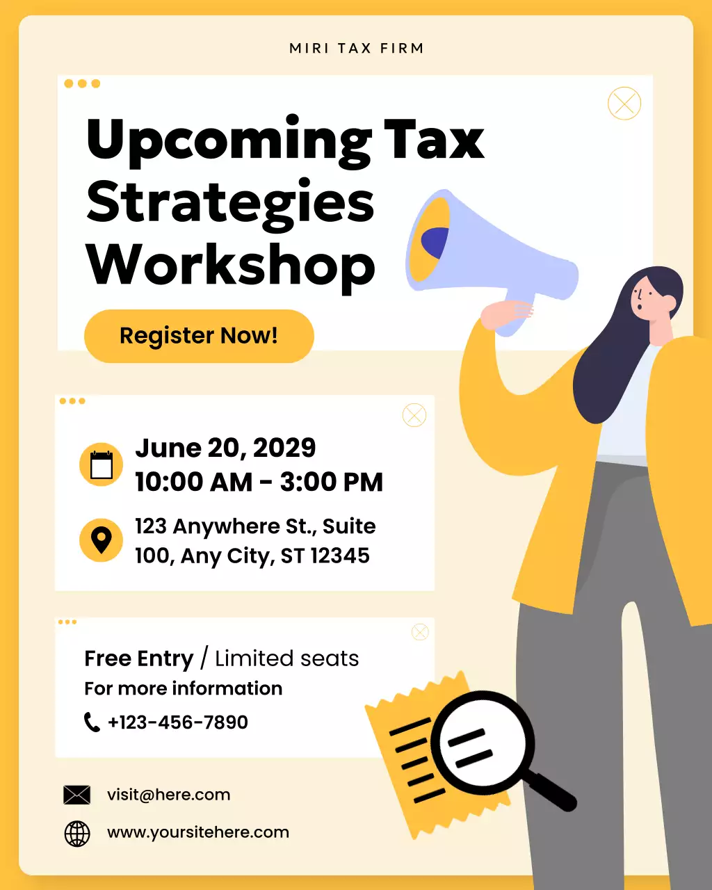 Yellow Modern Tax Workshop Instagram Post