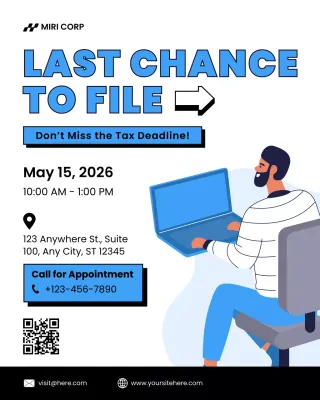 Blue Modern Tax Announcement Instagram Post