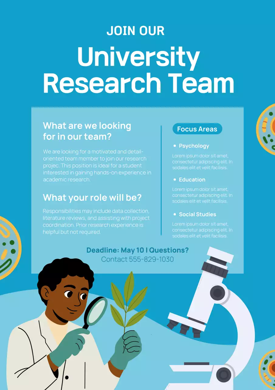 Blue Modern Research Member Recruitment Poster