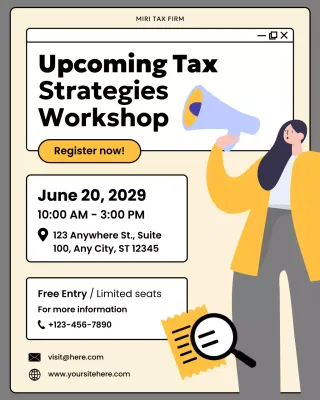 Beige Modern Tax Event Announcement Instagram Post