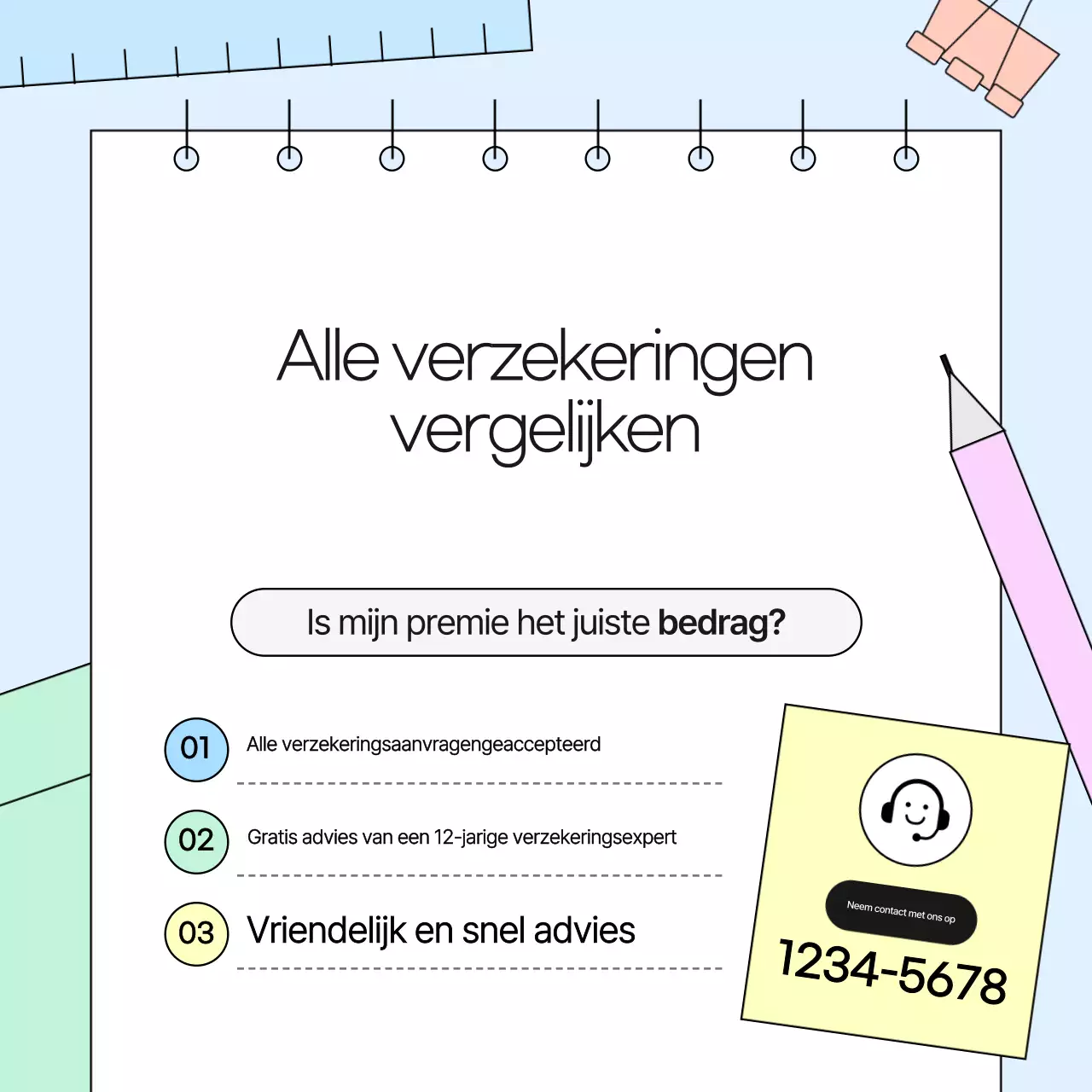 Babyblauwe verzekeringsconsultatiegids