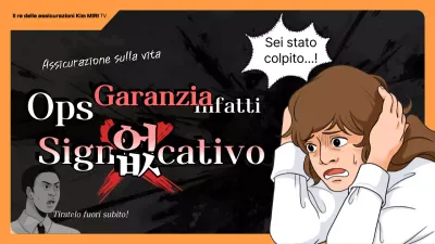 Pubblicità assicurativa a fumetti arancione