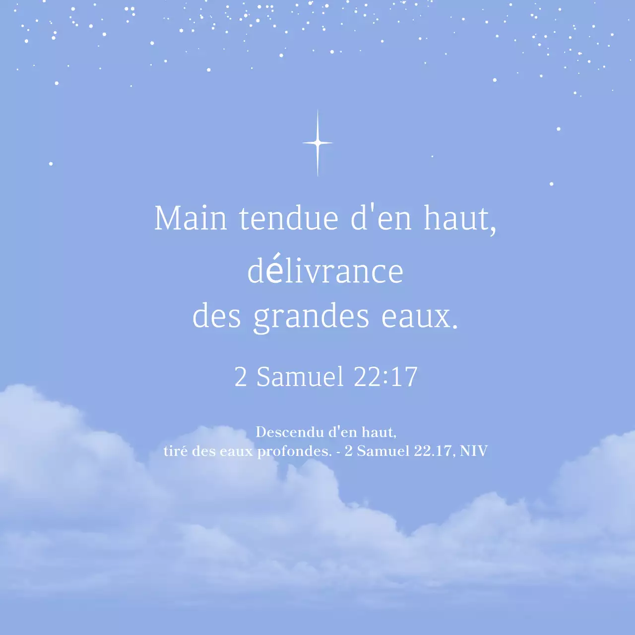 Carte postale simple avec verset biblique bleu ciel
