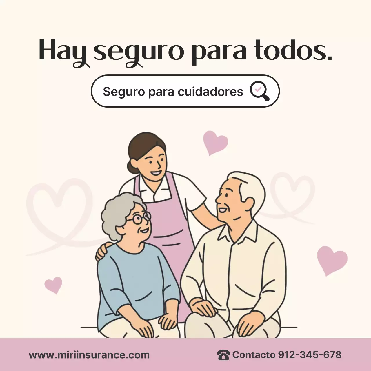 Anuncio de seguros sencillo de color rosa