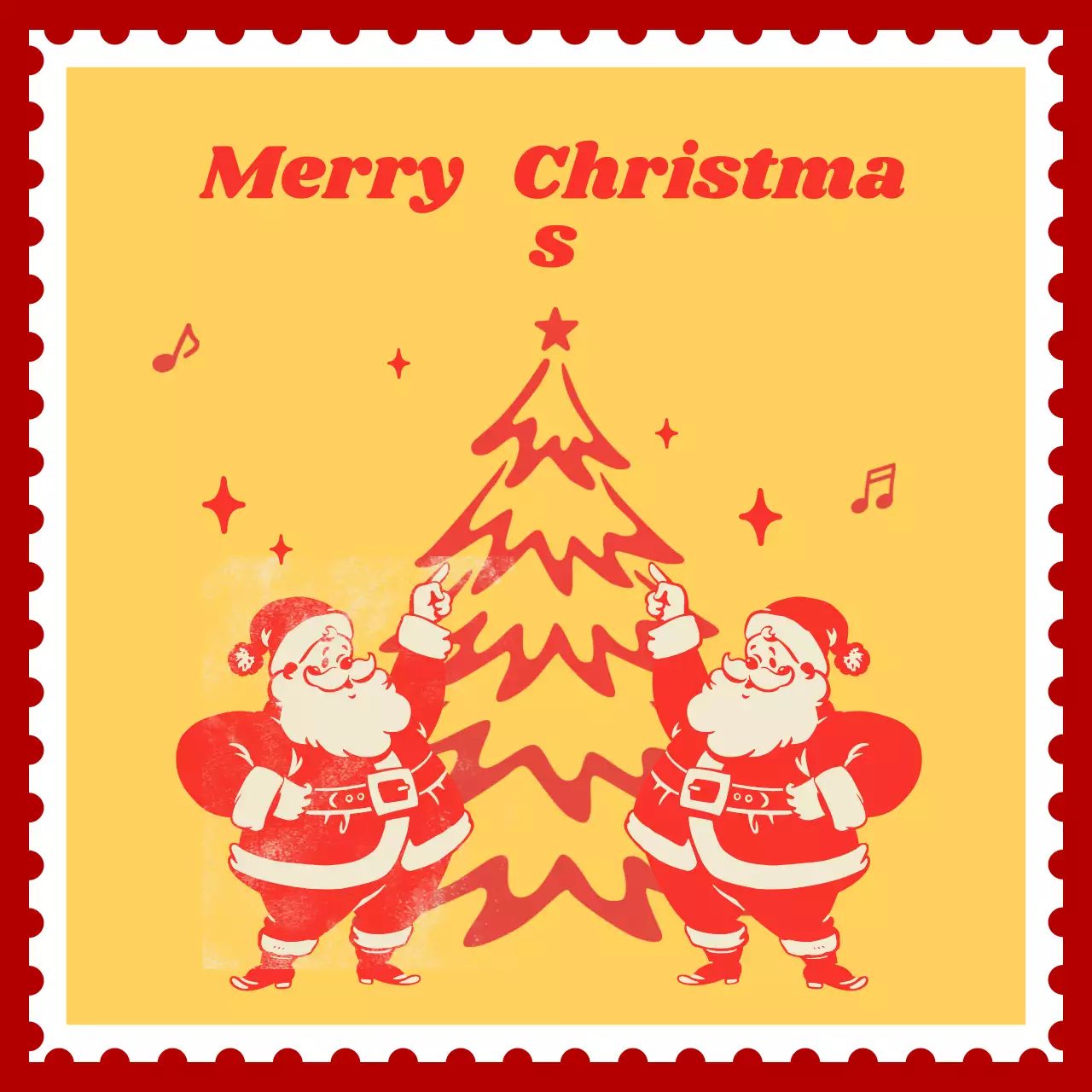 Bưu thiếp Giáng sinh cổ điển màu đỏ