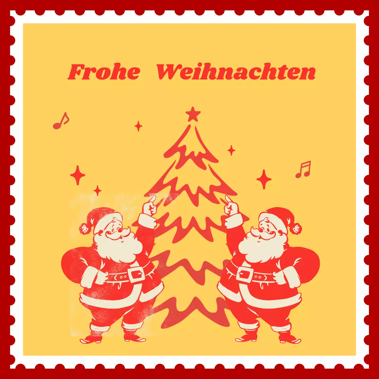 Rote Retro-Weihnachtspostkarte