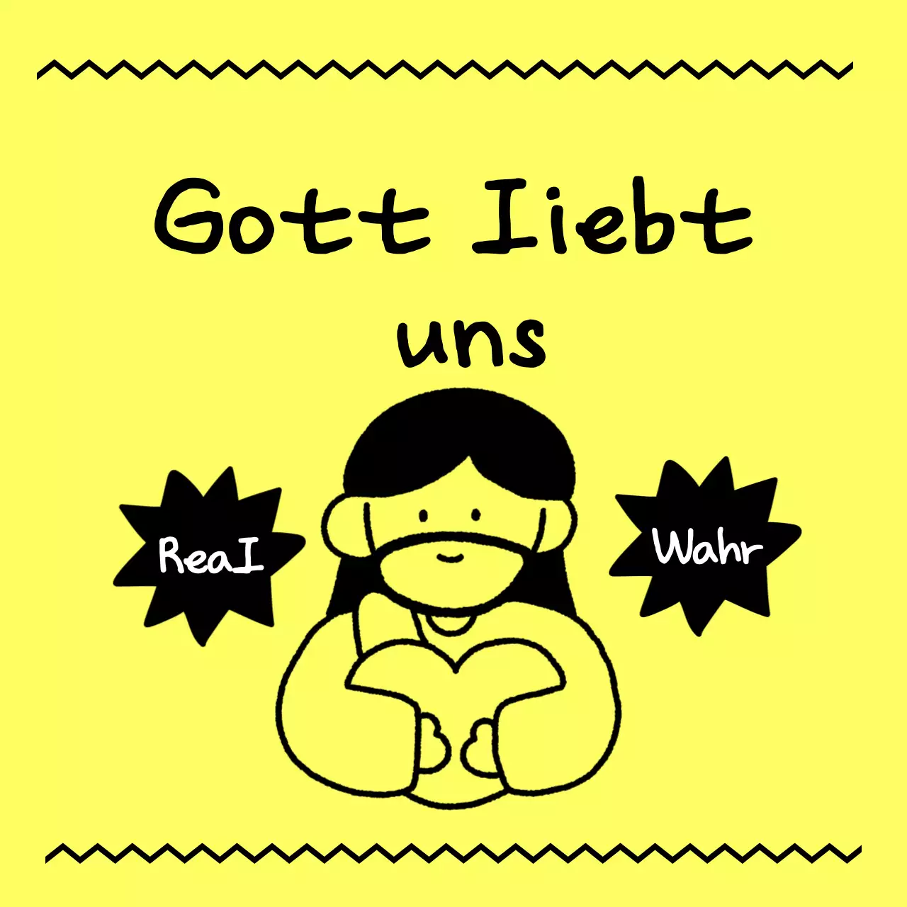 Schwarz-weißes religiöses Poster im Basic-Stil