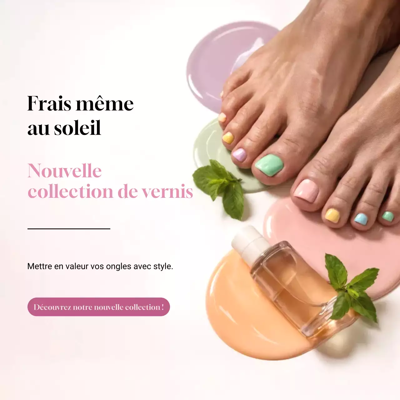 Promotion d'une pédicure moderne et colorée sur les réseaux sociaux