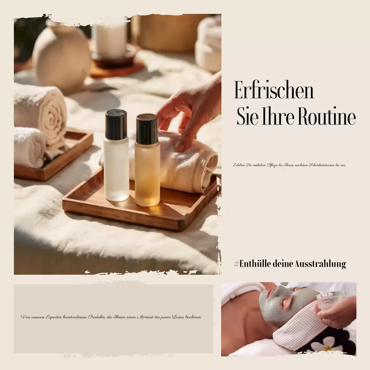 Beige Elegante Social Media-Quadrate für Hautpflegewerbung