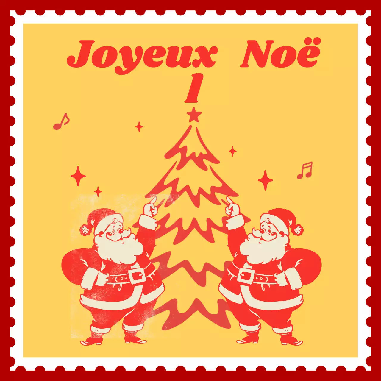 Carte postale de Noël rétro rouge