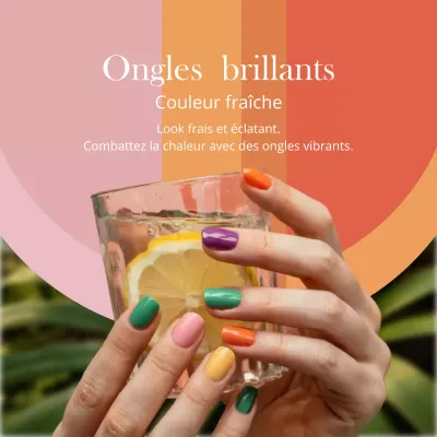 Promotion d'ongles colorés et tendance sur les réseaux sociaux