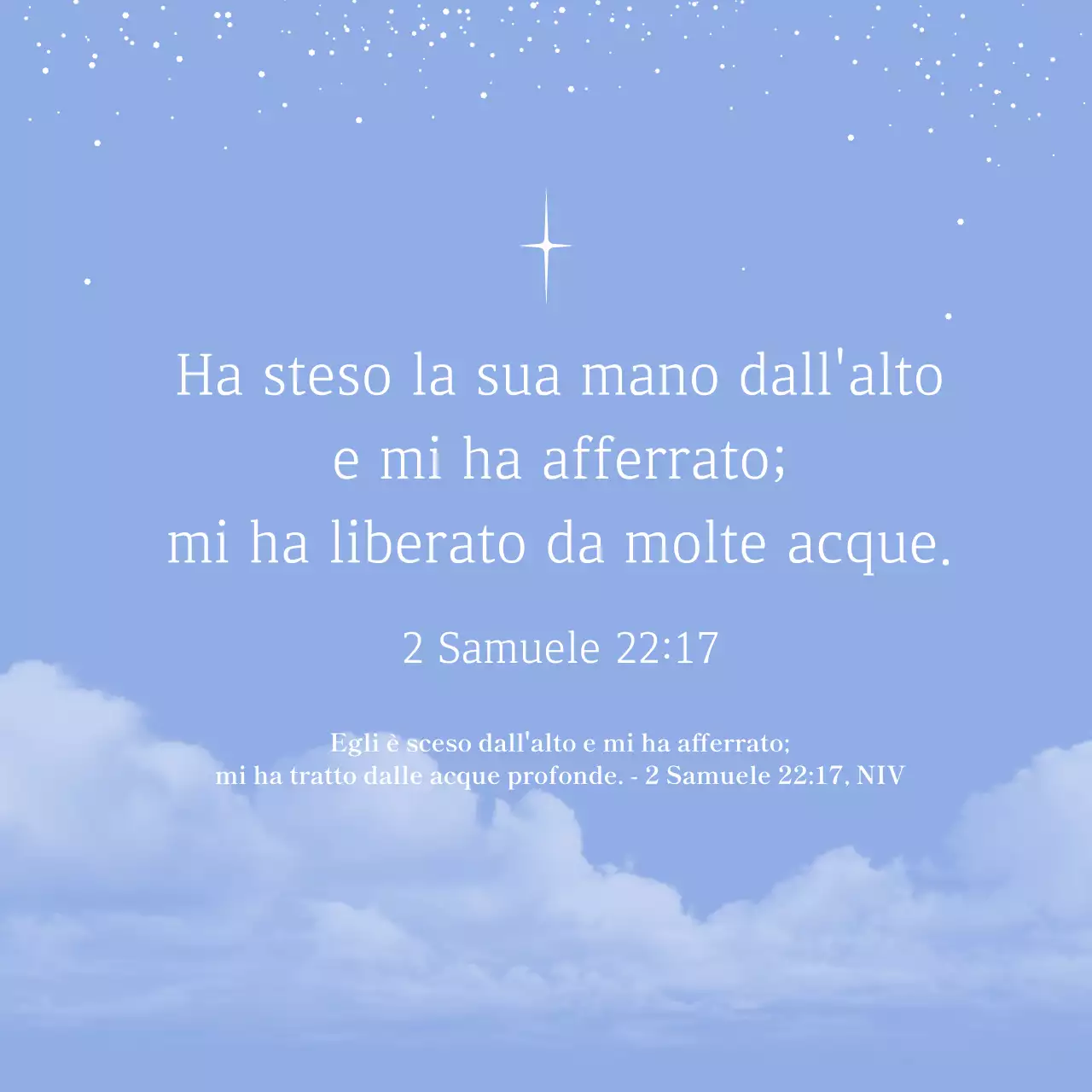 Cartolina con versetto biblico semplice azzurro cielo